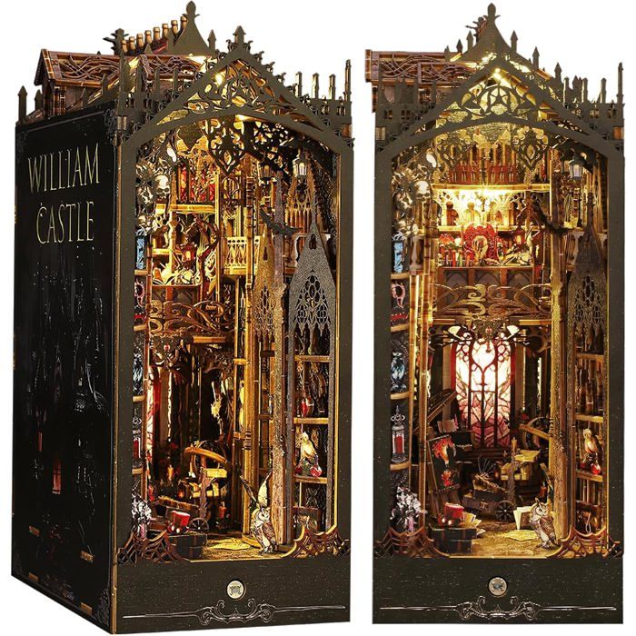 Ltteaoy – Book Nook Maison Miniature Avec LED Et Peinture Fluorescente – Bibliothèque Magique – 203 Pièces – Cadeau Adulte