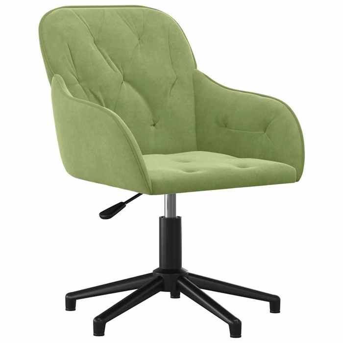 Fauteuil de bureau pivotant en velours - CLARENCE - Vert clair - 56x615x(72-80) cm - Pivotement à 360°