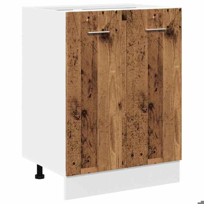 En solde Meuble bas Lyon armoire de cuisine multi rangement Bois ancien 60x46x815 cm Bois dingénierie A1559