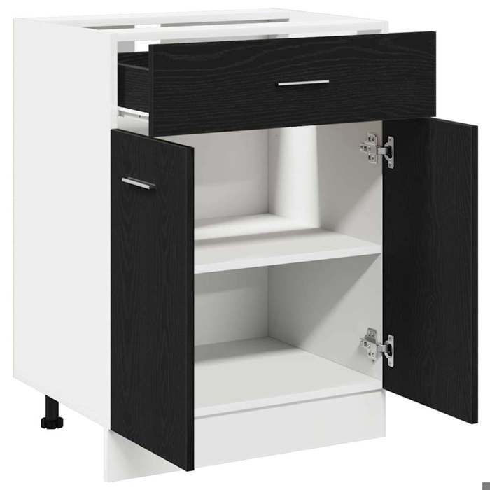 Printemps 2026 SoldesArmoire suspendue pour cuisine - Placard mural - avec rangement - avec tiroir Chêne noir 60 x 46 x 815 cm 27