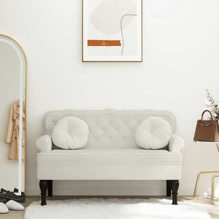 Soldes FlottantsBanc Moderne/Bout de lit - CLOUD - 110 kg par siège - Siège/Banquette - avec dossier crème 1195x645x75cm velours