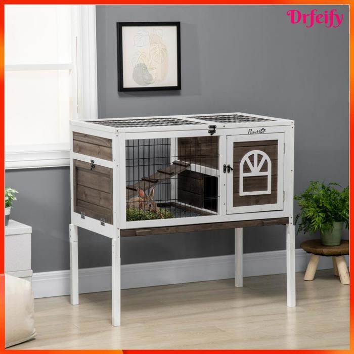 Meilleurs prix pour Clapier à lapin intérieur - AKOZON - 11206 - Bac amovible - 2 portes verrouillables - Toit ouvrable