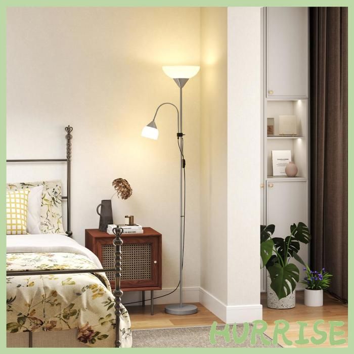 Cocosity Lampadaire Lampe De Salon Sur Pied Avec 2 Têtes Douille E27 Et E14 Base En Métal Dim. Ø28 X 179 5H Cm