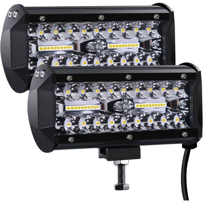 Phare de travail LED - Virex® - 12V - 120W - 7 - Étanche IP67 - 27 000 lm - 2 pièces - 6000K à 6500K
