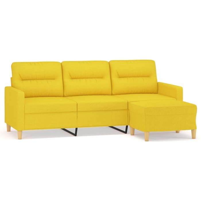 Tissu CANAPÉ FIXE - Magnifique - Canapé DOUBLE - Adultes/enfants - moderne et rectangulaire -avec repose-pieds Jaune clair 180 cm 17