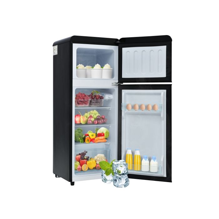 Réfrigérateur rétro 92 L avec congélateur 28 L 2 portes 1055 cm classe D éclairage LED Nior