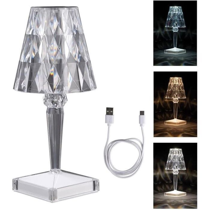Lampe de chevet moderne Décoration 25 5 cm de haut Intensité variable et rechargeable [Classe énergétique A]