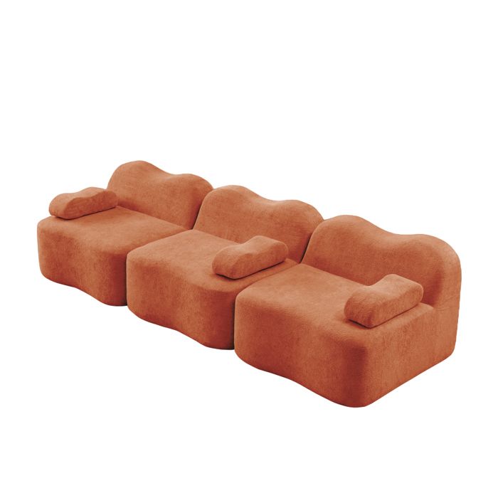 Canapé compressé dangle modulaire -canapé-lit convertible droit 3 places - coussin de siège profond salon Orange