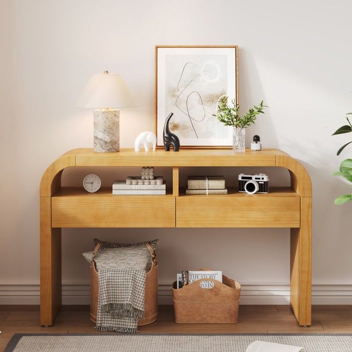 Console dentrée - MINIMAL - MINIMAL HOME - 2 tiroirs - bords arrondis - pieds réglables