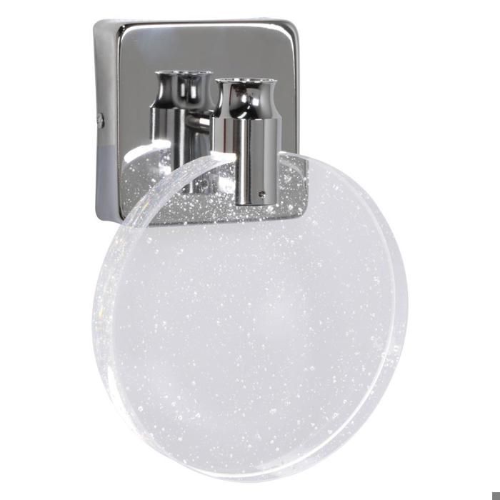 Diday Applique Murale Intérieur Moderne LED 6W Lampe Murale Conception en Métal et Cristal 16cmx16cm Lumière Froide Argent