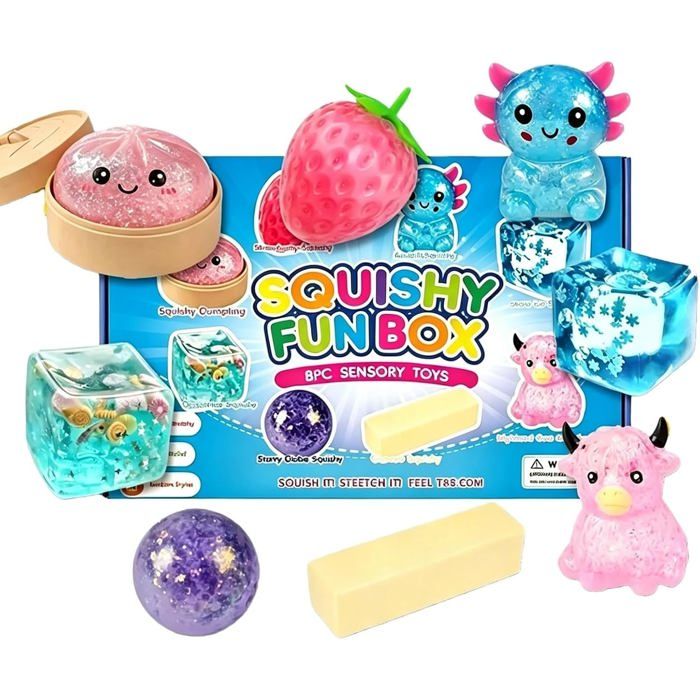 8 pcs Squishy mystery fun box - Balles anti-stress forme beurre fraise dumpling - Jouet sensoriel mignon à remontée lente