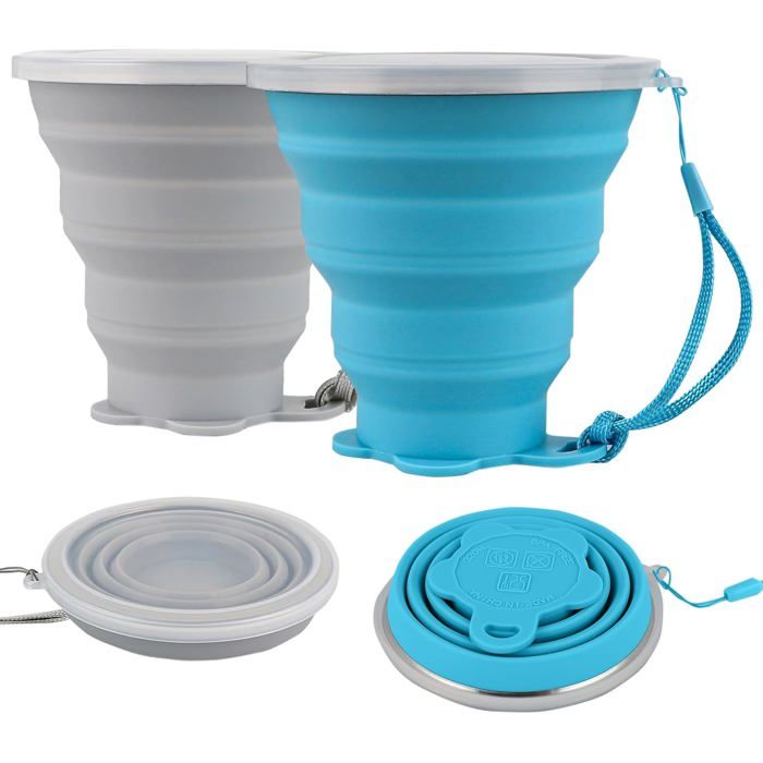 2 Pcs Tasse Pliable en Silicone 320ml Gobelet Retractable de Voyage Flexible Reutilisable Portable Camping Pliable CupPliant Mug