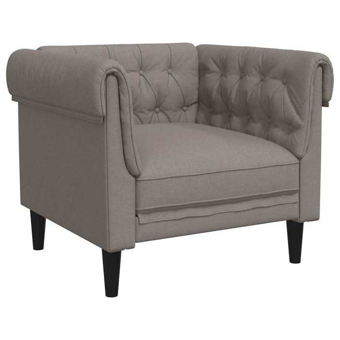 Fauteuil Chesterfield Taupe 785 x 745 x 745 cm en tissu et contreplaqué et bois massif avec accoudoirs et coussins épais 283049