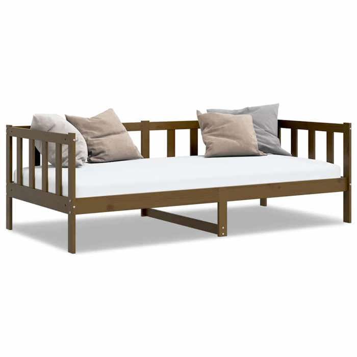 Lit de Jour sans matelas 1 place Marron Miel 90x200 cm en bois avec lattes robustes et lit dappoint et canapé pour Chambre 242699