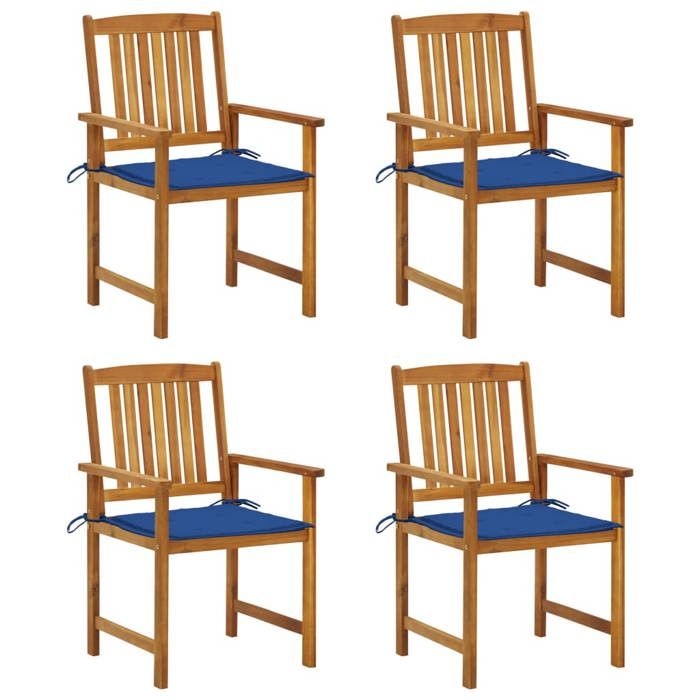 Bleu Chaises de jardin avec coussins lot de 4 Bois dacacia massif - Siège de balcon LV59877