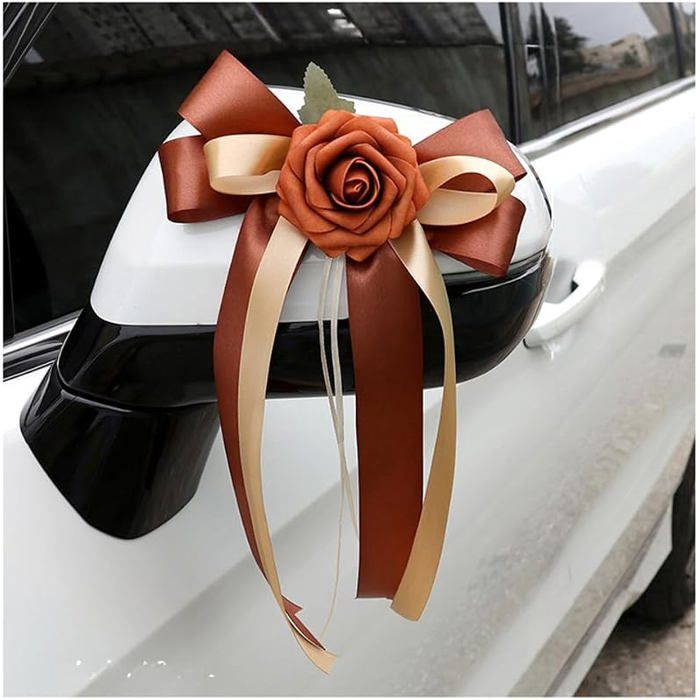 4 de Voiture en Soie Simulée Fleur Décoration de Voiture pour Mariage Chaise Retour pour Église Voiture de DECORATION DE VOITURE