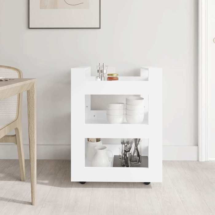 Desserte cuisine - Chariot de cuisine Blanc 60x45x80 cm - Bois dingénierie - design élégant - pour maison(83797）