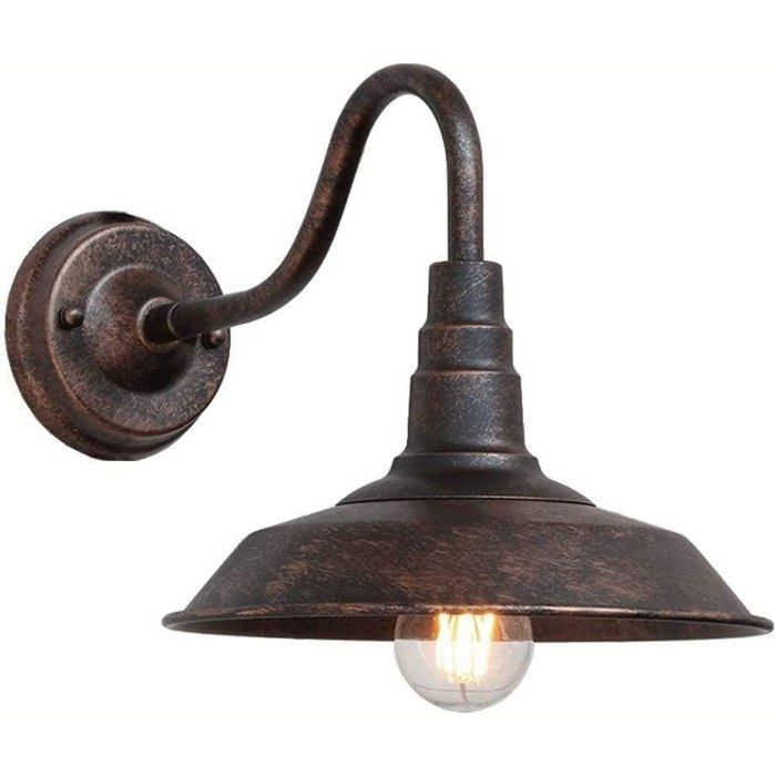 IP54 Lampe mur Rétro étanche Bronze Antique Rural Fer Forgé Lanterne murale E27 Vintage Edison Applique extérieure de jardin