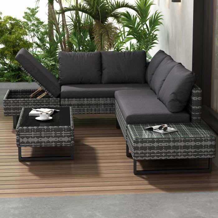 Acapulco Ensemble de 3 pièces avec table d'appoint, chaises en rotin synthétique résistant aux intempéries, meubles d'extérieur avec table basse, pour jardin, jardin, jardin, balcon ou bord de piscine