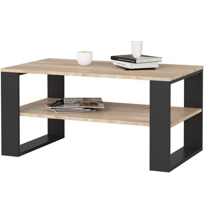 Table basse AKORD ALEX Chêne Sonoma 92 cm pieds Noirs 92x53x45 cm Table basse AKORD ALEX Chêne Sonoma 92 cm pieds Noirs 92x53x45 cm