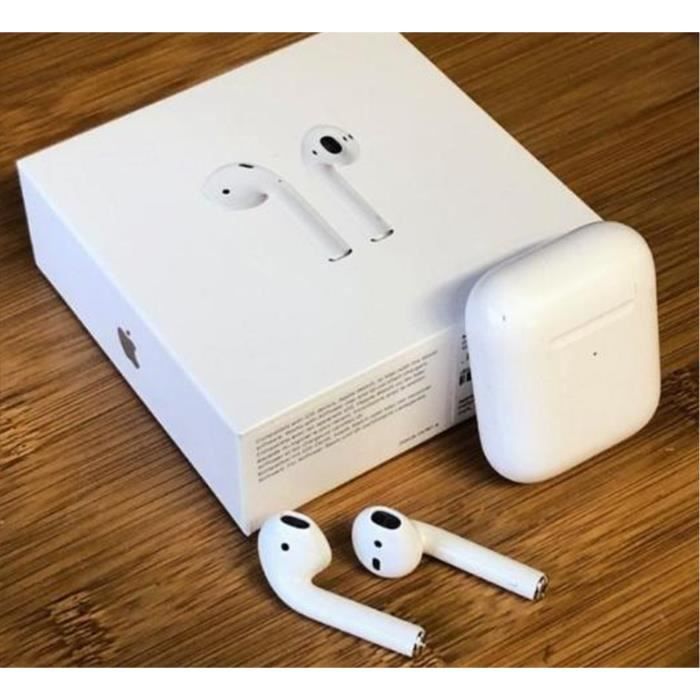 Authentiques Apple AirPods 2e génération ave avec étui de chargement sans  fil Envoyer un manchon en silicone - Cdiscount TV Son Photo