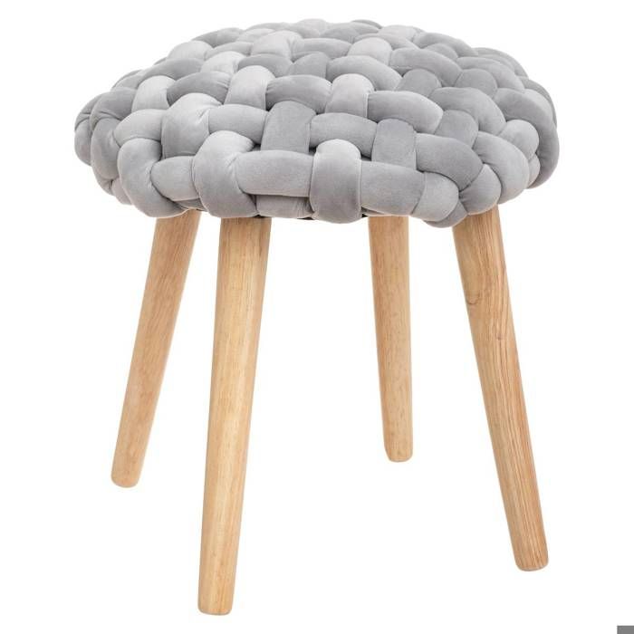 Tabouret Akemi tricot gris - Atmosphera Créateur dintérieur Tabouret Akemi tricot gris - Atmosphera Créateur dintérieur