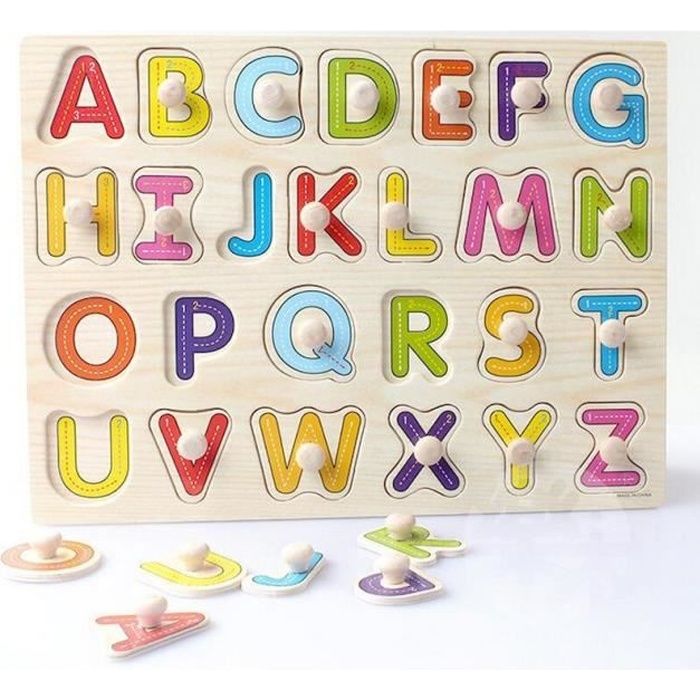 5in1 puzzle en bois nombre alphabet lettres apprentissage pêche enfants jouet SH 