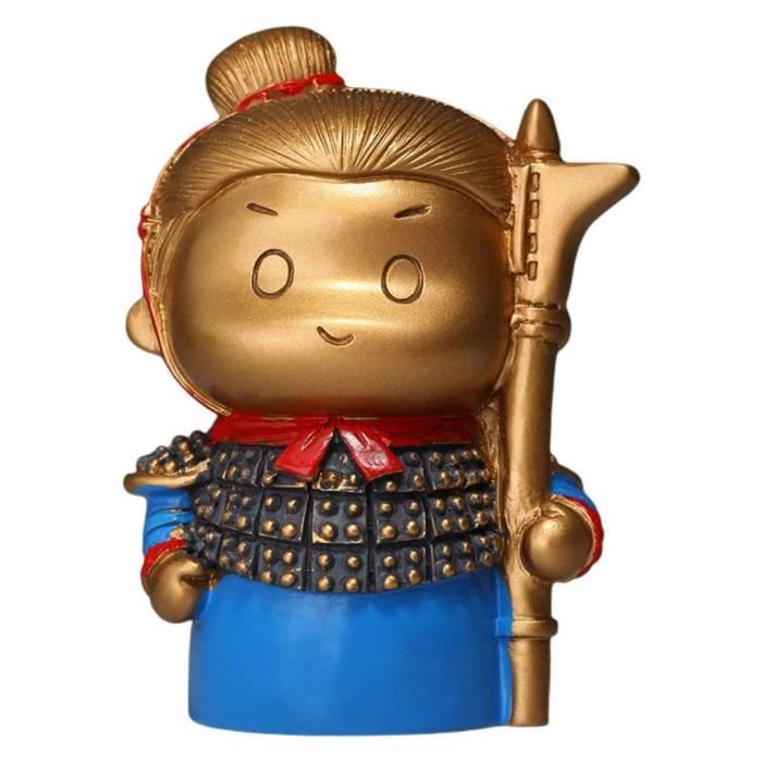 Figurine Guerrier Chinois Terre Cuite – Général En Pierre Solide 61 Cm – Gris – 17 Kg – Résistante Au Gel – Motif II
