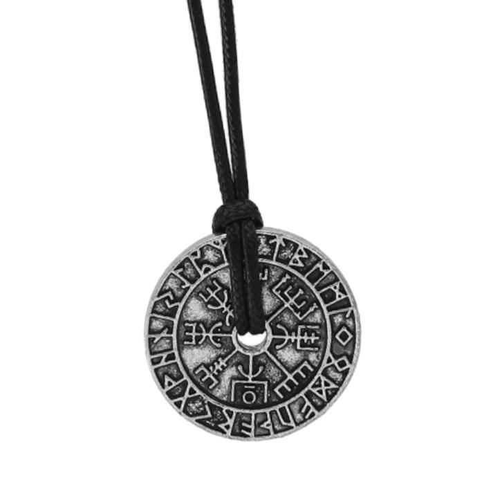 Rune Viking Protection Viking Pendentif Plaqué Argent. Talisman Noir