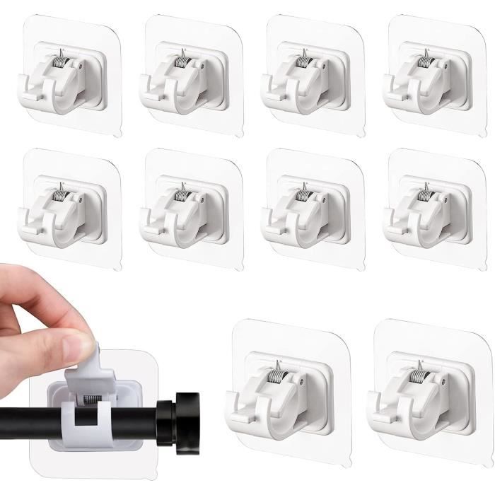 Porte-couette,Clair--Support De Tringle À Rideau, Crochets Muraux Blancs-transparents, Supports