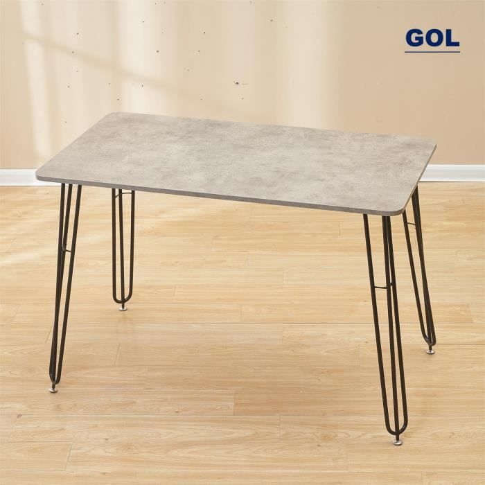 table de salle à manger rectangulaire gol - pieds en fer antidérapants - gris foncé - style scandinave moderne