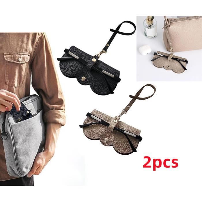 Étui à Lunettes En Cuir Avec Fermeture Pression – Couleurs Tons Vert Noir Bleu - Accessoire Pour Protéger Ses Lunettes Maroquinerie - France