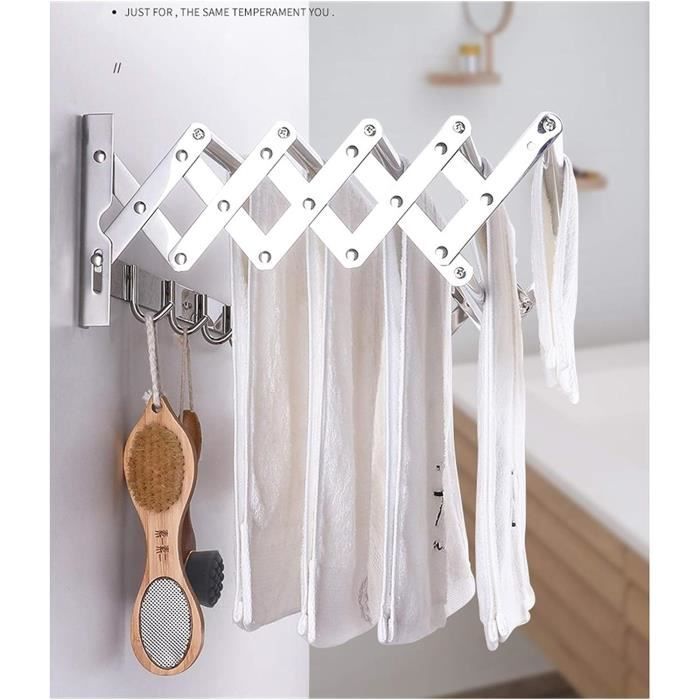 Étendoir Mural Pliable HEKOBAG - Support Linge 180° Alliage Aluminium 15kg