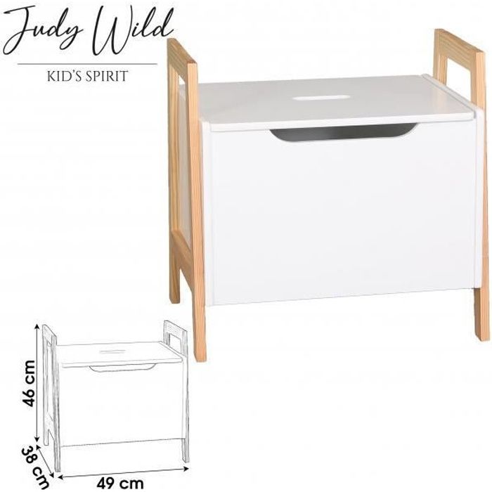 coffre a jouet empilable blanc judy wild meuble de rangement 49 x 36 x 48 cm