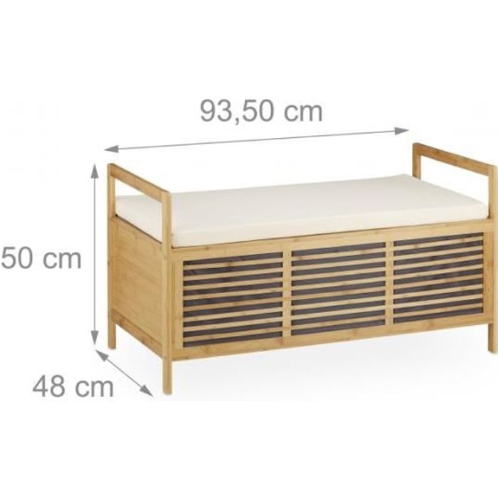 banc de rangement en bois de noyer banquette assise coffre de rangement meuble à chaussure avec coussin 3013008