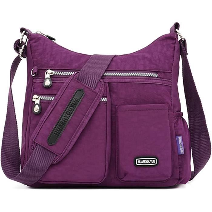 Sac Bandoulière Femme Léger Imperméable Multi-Poches – Nylon Résistant Motif Floral, Idéal Voyage & Quotidien