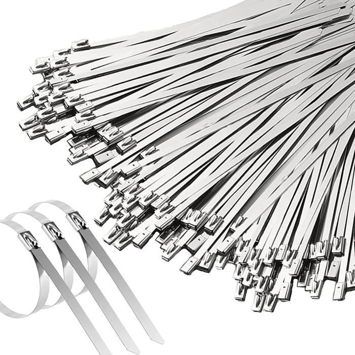 SHINING HOUSE 100 Pieces Attache Cable Inox 200mm,Collier De Serrage Inox Autobloquante,Serre