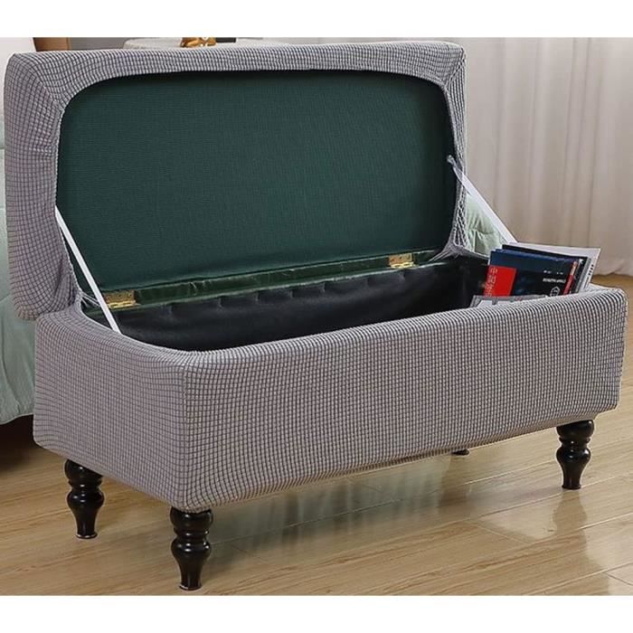 Housse Élastique Pour Pouf Rectangulaire - Taille M (80-110 Cm) - Jacquard Lavable - Protection Déco
