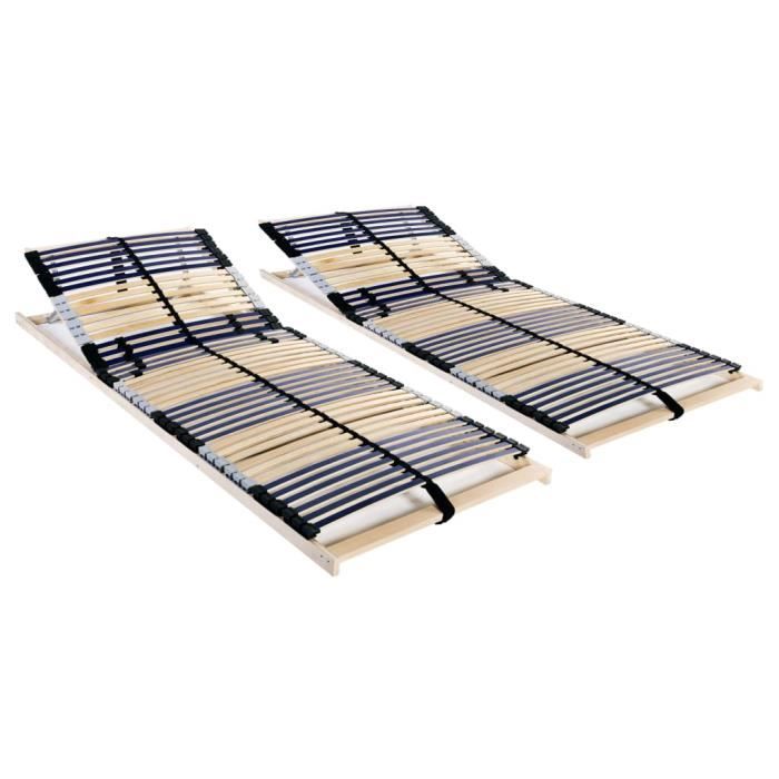 1129&MEUBLE 2 pcs Sommiers à lattes - Sommiers de lit avec 42 lattes 7 zones 80x200 cm
