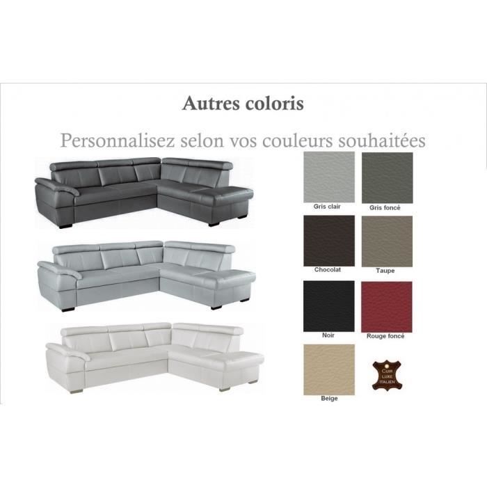 Canapé dangle convertible en cuir italien de luxe 5/6 places TONY avec coffre couleur personnalisée angle droit