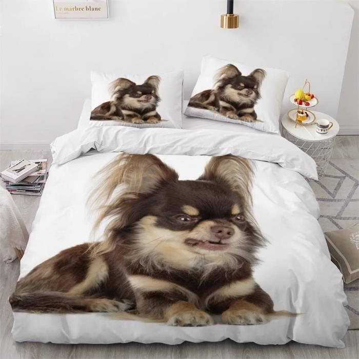 Chien Housse de Couette 220x240cm,Mignon Teckel Poil Dur Parure de litBerger Allemand Ensemble