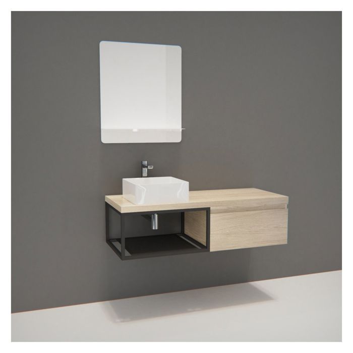 Plan De Toilette Suspendu Pour Vasque WILL - 120 Cm - Ep. 12 Cm Ep 12 Cm Equerres Invisibles Decor Chene 25362796