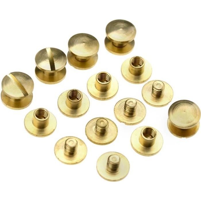 Lot De 10 Rivets à Vis Chicago Dorés 9x20mm - Fixations La Brass Durables Pour Cuir, Scrapbooking Et Loisirs Créatifs