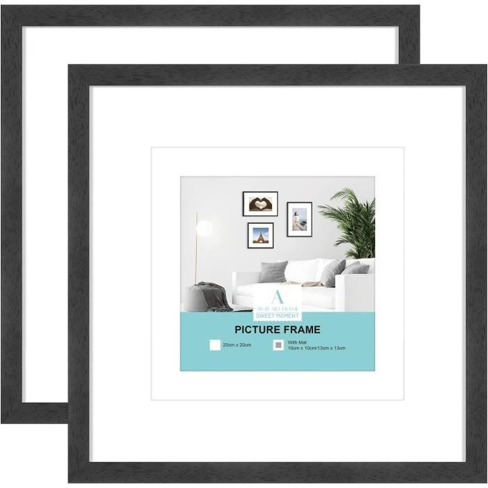Cadre Photo 40x50 Cm Noir Avec Passe-partout – Bois MDF Solide, Verre Acrylique Incassable, Élégant Et Moderne