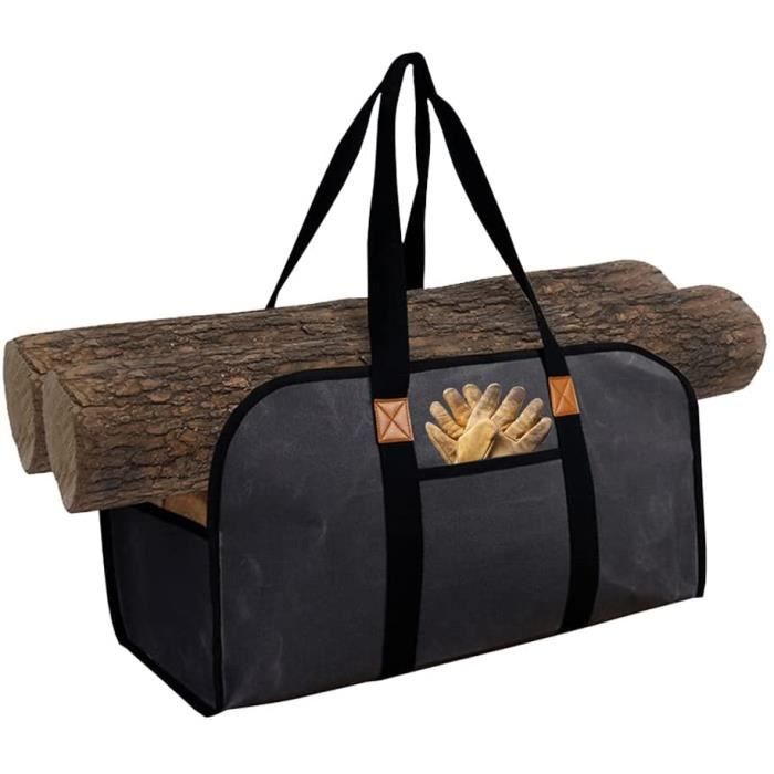 Sac de transport de bûches de bois de chauffage, support fourre-tout en  toile cirée de grande capacité avec sangles de transport,