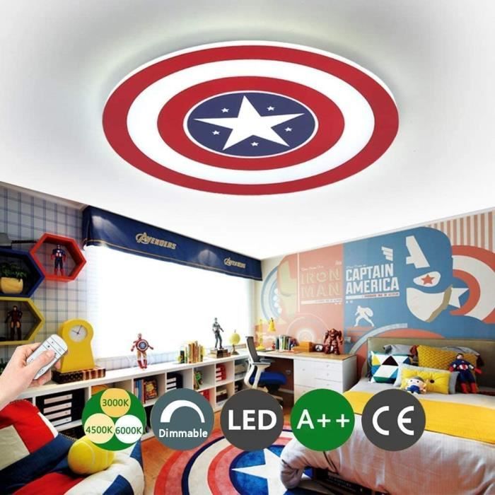 PLAFONNIER Captain America Plafonnier LED Lampe Murale Créative Dimmable avec Télécommande Métal Acrylique AbatJour Chambre d'enfan
