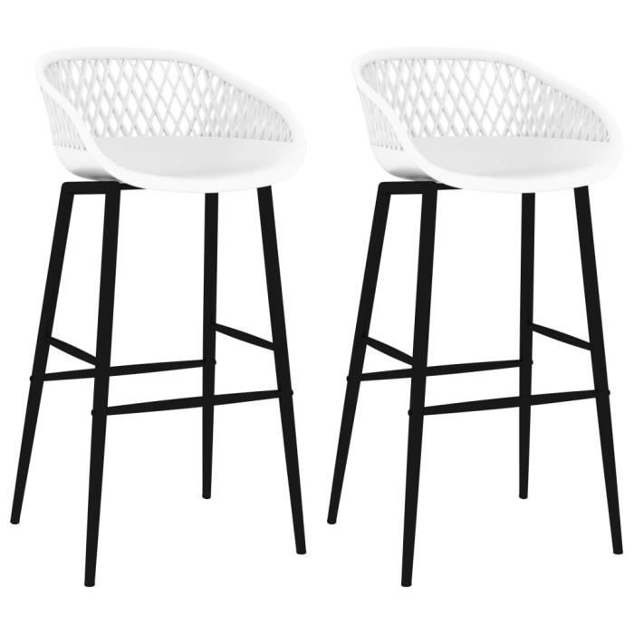 Lot de 2 Tabourets de bar Style Scandinave Chaises de bar - Fauteuil de bar - Blanc