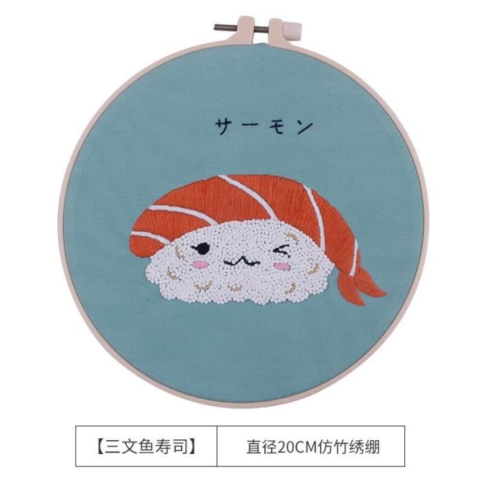 Fils A Coudre Kit De Broderie Pour Debutant Dessin Anime Mignon Sushi Kit De Couture Point En Croix Type 6 20cm Plastic Hoop Cdiscount Beaux Arts Et Loisirs Creatifs