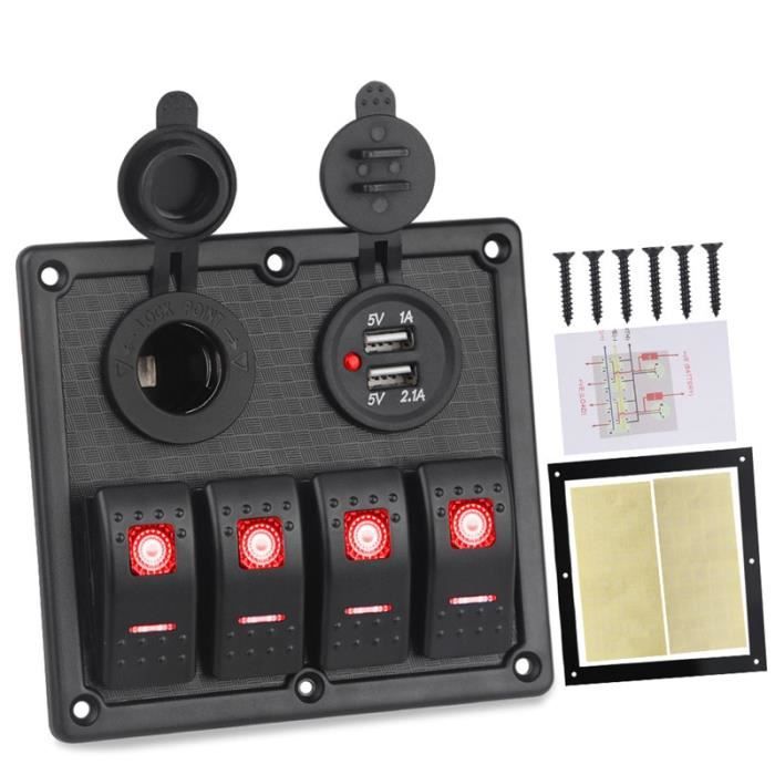 RUNCCI-YUN Interrupteur à Bascule LED 12V-24V - Panneau 1 Gang Vert Rétroéclairé - Pour Voiture, Bateau, Camping-Car