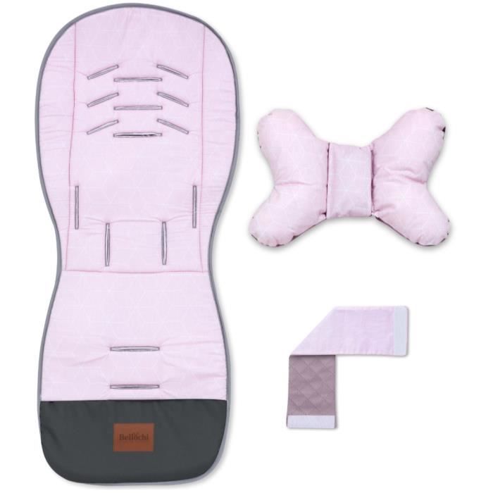 Bellochi Coussin Poussette Universel Été Matelas Poussette Universelle avec  Coussin Anti-Choc - Coton et Velours - Rose - Cdiscount Puériculture &  Eveil bébé